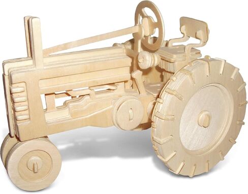 Puzzled 3D Puzzle Farm Tractor Set Wood Craft Construction Model Kit, Fun & Educational DIY Wooden Toy Assemble Model Unfinished Crafting Hobby Puzzle to Build & Paint for Decoration 130 Pieces Pack in Saudi Arabia