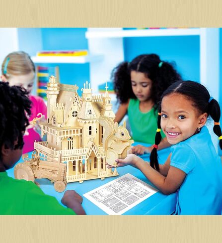 Puzzled 3D Puzzle Farm Tractor Set Wood Craft Construction Model Kit, Fun & Educational DIY Wooden Toy Assemble Model Unfinished Crafting Hobby Puzzle to Build & Paint for Decoration 130 Pieces Pack in Saudi Arabia