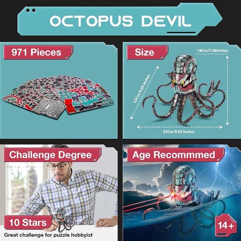 Microworld 3D Metal Puzzle,The Marsh Gavial Mechanical Crocodile Animal Model Building Kit, DIY Brain Teaser Challenge Metal Kits Art Craft Gifts Toy for Adults Men Teens in Saudi Arabia