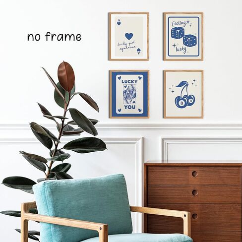 KEUSPI Trendy Retro Feeling Lucky You Girl Syndrome Queen Dice 8 Ball Cherry Black Ace Wall Art Poster Prints for Aesthetic Room Dorm Decor,Trendy Decorations Prints Unframed 8x10 Inches Set of 6 in Kuwait