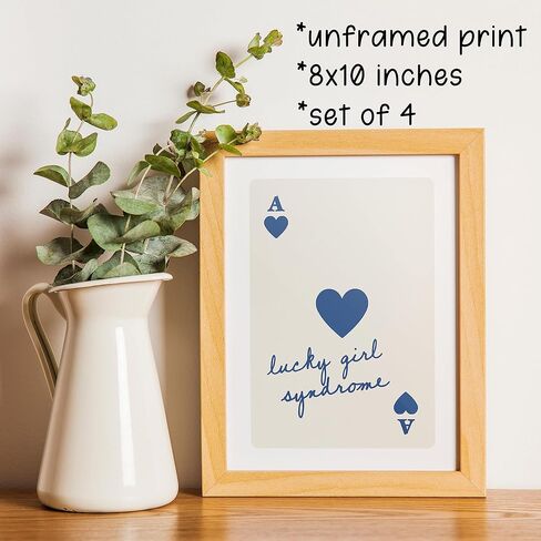 KEUSPI Trendy Retro Feeling Lucky You Girl Syndrome Queen Dice 8 Ball Cherry Black Ace Wall Art Poster Prints for Aesthetic Room Dorm Decor,Trendy Decorations Prints Unframed 8x10 Inches Set of 6 in Kuwait