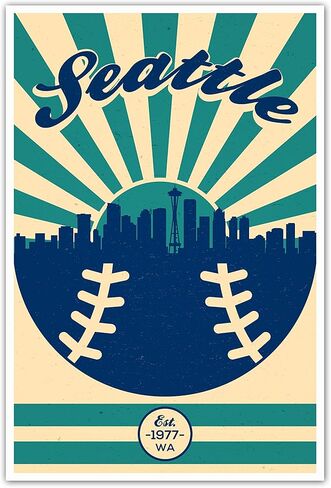 Seattle Mariners Vintage Baseball Poster (12x18) Vintage Sports Decor Unframed Wall Art Print Poster Home Decor Premium baseball bedroom decor man cave decor baseball poster vintage sport decor in Saudi Arabia