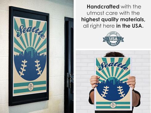 Seattle Mariners Vintage Baseball Poster (12x18) Vintage Sports Decor Unframed Wall Art Print Poster Home Decor Premium baseball bedroom decor man cave decor baseball poster vintage sport decor in Saudi Arabia