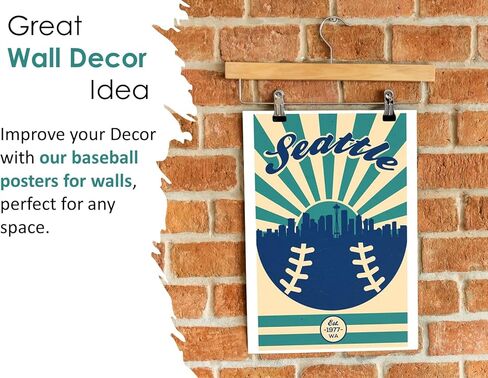 Seattle Mariners Vintage Baseball Poster (12x18) Vintage Sports Decor Unframed Wall Art Print Poster Home Decor Premium baseball bedroom decor man cave decor baseball poster vintage sport decor in Saudi Arabia