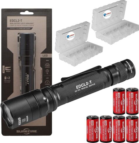 حزمة مصباح SureFire EDCL2-T 1200 Lumen التكتيكي EDC مع 6 بطاريات Surefire CR123 إضافية وحافظتين لبطارية Lightjunction in Saudi Arabia