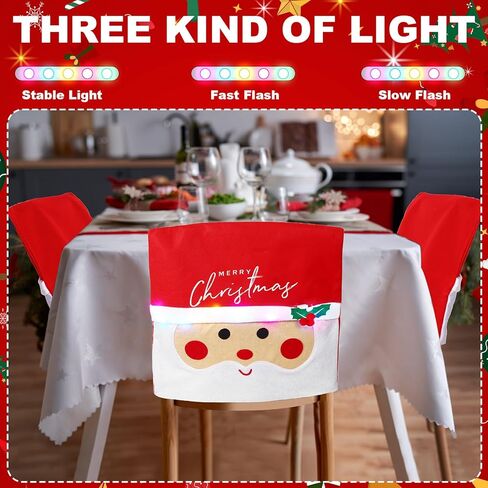 6 قطع LED لعيد الميلاد الخلفي غطاء الكرسي سانتا كلوز 6 قطع لطيفة لعيد الميلاد سترة النبيذ غطاء زجاجة 2 قطعة من اللباد الفضيات لعيد الميلاد جيوب حامل مع أوراق هولي بيري لتزيين مأدبة عيد الميلاد in Kuwait
