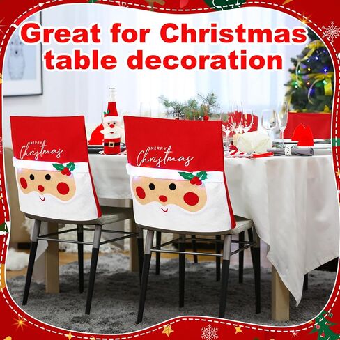 6 قطع LED لعيد الميلاد الخلفي غطاء الكرسي سانتا كلوز 6 قطع لطيفة لعيد الميلاد سترة النبيذ غطاء زجاجة 2 قطعة من اللباد الفضيات لعيد الميلاد جيوب حامل مع أوراق هولي بيري لتزيين مأدبة عيد الميلاد in Kuwait