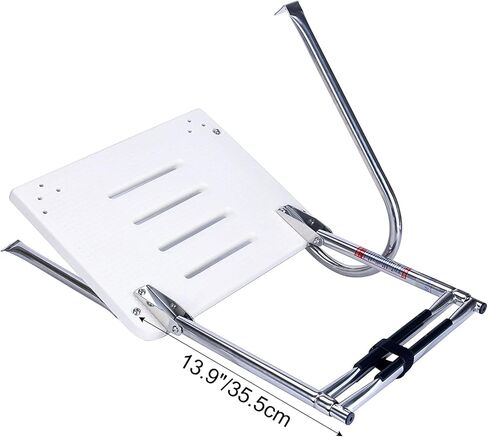 Stainless Steel 2 Step in-Board Outboard Transom Platform with 1 Handrail Marine Telescoping Boat Ladder with Fiberglass Swim Platform Collapsible Step Ladder for Swimming Pool Pontoon Dock in Kuwait