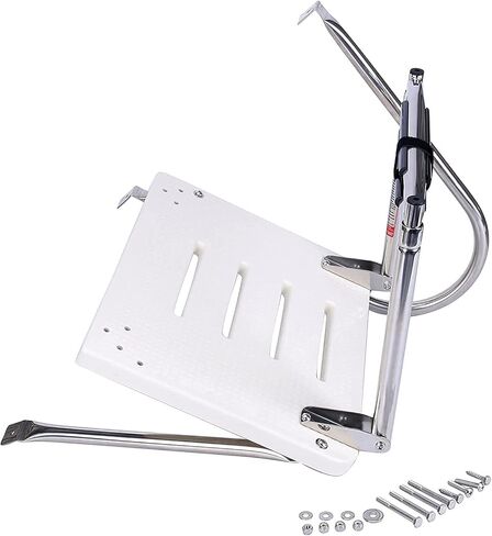 Stainless Steel 2 Step in-Board Outboard Transom Platform with 1 Handrail Marine Telescoping Boat Ladder with Fiberglass Swim Platform Collapsible Step Ladder for Swimming Pool Pontoon Dock in Kuwait