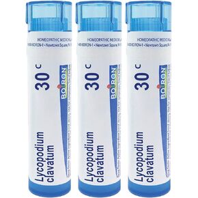 Boiron Lycopodium Clavatum 30c Homeopathic Medicine for Bloating and Gas - Pack of 3 (240 Pellets)