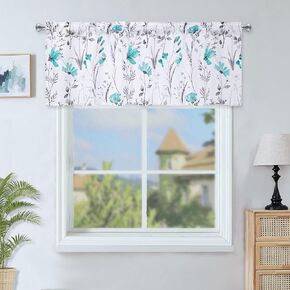 FRAMICS Floral Window Curtains for Living Room Watercolor Floral Curtains 84 Inch Length 2 Panels Teal Flowers Curtains for Bedroom Room Darkening Grommet Top Curtains
