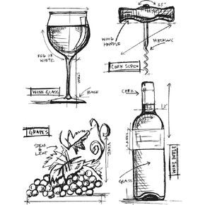 Tim Holtz Cling Stamps 7"X8.5"-Wine Blueprint
