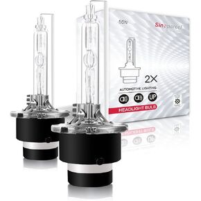 Sinoparcel D2S 55W Xenon HID Headlight Bulbs - 6000K High Low Beam Replacement Lights - Pack of 2