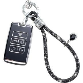 for Ford Key Fob Cover with Crystal Car Keychain, Key Case Protection for Ford C-Max Edge Escape Expedition Explorer Taurus Lincoln MKS Navigator, White