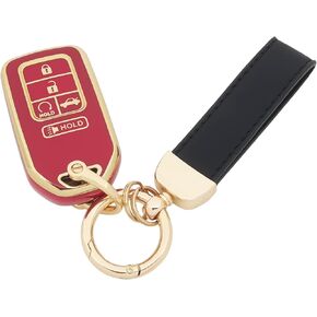 360 Degree Soft TPU Protector Key Fob Cover Case Compatible with 2017 2018 2019 2020 2021 Honda Civic Accord Pilot CR-V Passport Insight EX EX-L Touring 5 Button Key Fob (Black)