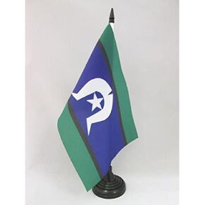 AZ FLAG Torres Strait Islands Table Flag 5'' x 8'' - Australia - Torres Strait Islander Desk Flag 21 x 14 cm - Black Plastic Stick and Base