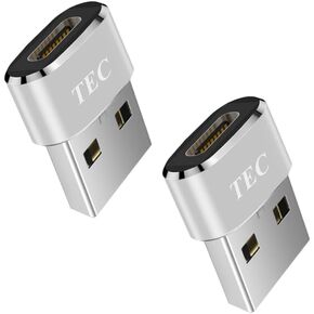 مجموعة مكونة من قطعتين من محول TEC USB من النوع C إلى USB A لنقل بيانات USB 5V 3A موصل شحن سريع متوافق مع MacBook Pro/Air/iPad Pro 2020/Surface/Sony Xperia/Samsung/MagSafe Charger، فضي in Kuwait