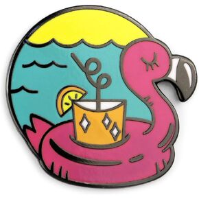 BADGE BOMB Flamingo Floatie Enamel Pin