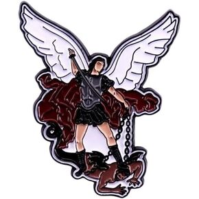 St Saint Michael Tramples Satan The Fall Archangel Angel Patron Police Officers Support Law Enforcement 1.75" Enamel Pin Badge