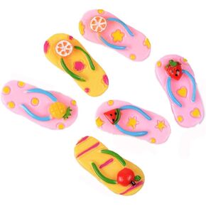 30 Pieces Cartoon Colorful Fruits Flip Flop Flatback Resin Decor Accessories Crystal Mud Stuffing Cute Charm Embellishments DIY Hair Clip Phone Case