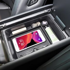Center Console Organizer Tray Compatible with 2024 Hyundai Santa Fe Interior Accessories Insert Secondary Divider Middle Console Armrest Storage Box, Black