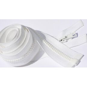 YKK 10" - 72" Vislon Zipper 3 Light Weight Molded Plastic Separating Color 501 White by Each (Select Length) (Length 10 inches)