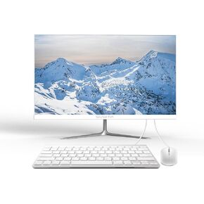 24" FHD All-in-One Desktop Computer, N5095 8GB RAM, 512GB SSD, Intel Quad-Core, Wired Keyboard & Mouse, RGB Speaker, White (N5095/8G/512G)