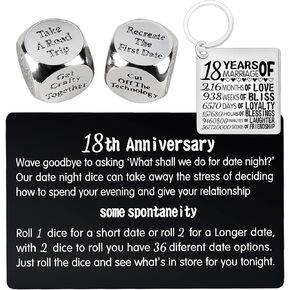18th Anniversary Dice,18th Wedding Anniversary Dice for Couples,18 Years Anniversary Date Night Dice Gift,18 Years Anniversary for Her,18th Anniversary for Husband,18th Anniversary