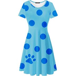 Deerose Halloween Costume Print Dresses Women Summer Short Sleeve Dresses Casual Tunic Dress