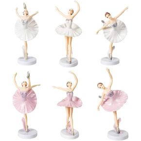 6 Pcs Dancing Ballerina Girl Figurine, Miniature Ballerina Girl Figure Collection Playset Doll Toy, Ballerina Girl Cake Topper Decoration, Ballerina Girl Plant Pot Craft Dollhouse Decoration