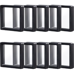 Black 3D Floating Frame Holder, Uceoo 10 Pack 3.5×3.5×0.8"/90X90X20mm Challenge Coin Holder Coin Floating Display for Coin Medallions Specimen Jewelry