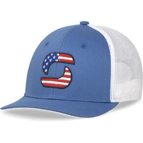 American Flag Trucker Hats for Men, Mesh Back Baseball Cap, Adjustable Fit Mens Snapback Hat for Outdoors Wear