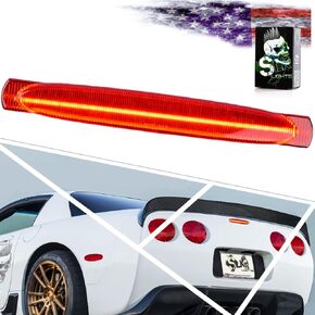 SLK Lights C5 Red Laser LED Center Tail Lights 3rd break lamp kit W/Strobe Flashing option compatible with 1997-2004 C5 Corvette OEM#10253893 (Red Tinted Lens)