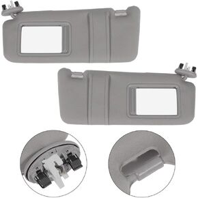 SCITOO A Pair Left and Right Gray Sun Visor Assembly 04002-30306-B0 74320-06800-B0 fit for 2006 2007 2008 2009 2010 2011 for Toyota Camry Sedan Windshield Visor with Sunroof Vanity Light