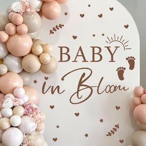 Baby in Bloom Sign Baby Shower Party Decals Decorations Gender Reveal Girl or Boy Baby Shower Vinyl Stickers for Backdrop Pregnancy Party Supplies Decor Accessories Oh Baby Sign for Wall Background