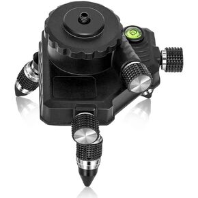 Takamine Laser Level Adapter for Laser Level and Tripod Connector, Finely Adjustable Metal 360° Rotating Base with 1/4 and 5/8 Inch Threaded Mount, Built-in Level Bubble