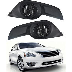 munirater Clear Fog Lights Lamps with Chrome Black Bezel and Kit Switch+harness Replacement for 2013-2015 Nissan Altima Sedan 4-door