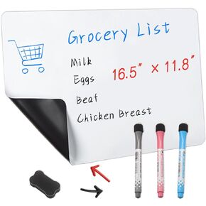Magnetic Acrylic Weekly Planner for Fridge Calendar Board Fridge Meal Planner,To Do List,13*9" Clear Calendar Dry Erase Board for Kitchen with 6 Colors Markers/Magnetic Pen Holder/Hook/Towel