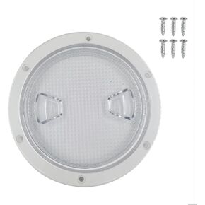 7.2''Marine Deck Plates Round Non Slip Inspection Deck Plate Hatch with Clear Detachable Cover for Access Boat RV Mount-Screws Included