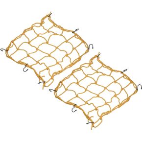 PATIKIL 12x12 Motorcycle Cargo Net, 2 Pack Luggage Debris Tie-Down Net Extendable Rubber Rope Cover with 6 Hooks for Travel Camping, Black