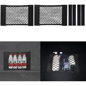 RUIANTE Mesh Cargo Net for Car Universal Stretchable Trunk Storage Net with Stickers Double Layer Organizer Elastic Pouch Bag for Auto Cars SUV Pickup Home Wall 9.8" x 23.6" (2pc Large)