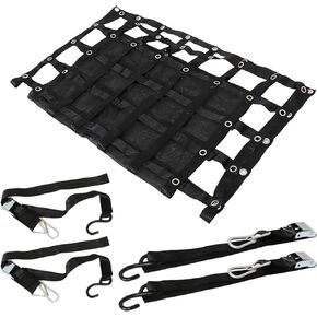 Cargo Net, Heavy Duty Cargo Net with S-Hook Fittings, Adjustable Trailer Cargo Net, Truck Bed Net, Black (6.75FT x 8FT)