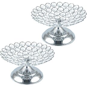 2 Pack Crystal Gold Metal Hollow Candy Tray, Countertop Storage Box, Snack Tray, for Centerpieces, Wedding Holiday Decorations, 7.7" L×4.4" W