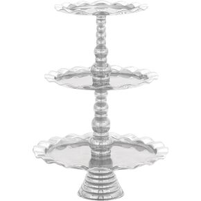 Deco 79 Traditional Aluminum Tiered Server Aluminium 3 Tray W-30876, 24" H x 17" L, Smooth Silver Finish