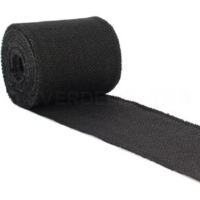 CleverDelights 4" Black Burlap Ribbon - Finished Edge - 10 Yards - Jute Burlap Fabric