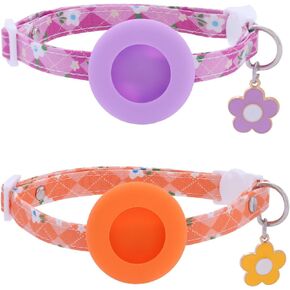 Campsis 2 Pack Dog Collar for Air Tag Printed Dog Collars Adjustable Plastic Buckle Puppy Collar for Dogs