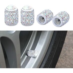 4PCS Car Tire Valve Caps, Valve Stem Covers, Bling Valve Stem Caps, Crystal Dustproof Bling Tire Valve Cap, Bling Car Accessories Car Tyre Valve Cap Universal for Most Car, Motorcycle, Truck (AB)