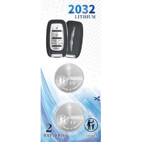 2Pack CR2032 2032 Smart Remote Key Fob Battery Replacement for Chrysler (2017-2022) Paci-fica and Vo-Yager Smart Key Remotes - 3 to 7 Buttons (M3N-97395900, 2AOKM-CYV12)