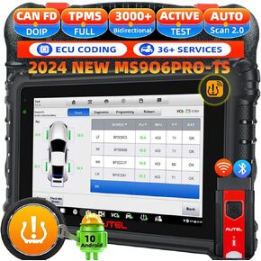 Autel MaxiSys MS906 Pro-TS Full System Diagnostic OBDII Scanner Tool 2024 Newer Up of MS906 Pro MS906BT MS906TS MK908, Top TPMS Diagnostic & ECU Coding, Active Test, 36+ Service, Full TPMS, Auto Scan