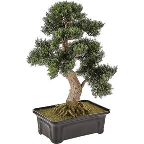 Nearly Natural 4103 24in. Cedar Bonsai Silk Plant,Green